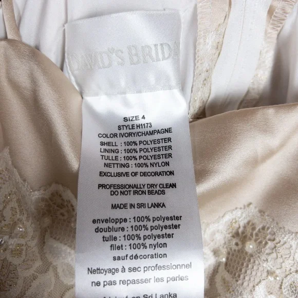 David's Bridal Flower Girl Elegant White and Cream Formal Dress Size 4 - Picture 8 of 9
